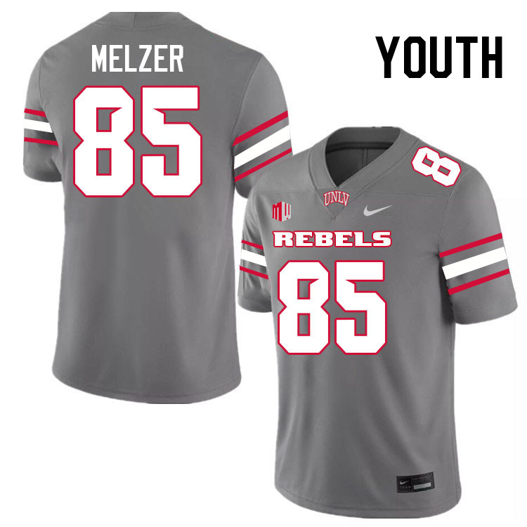 Youth #85 Konner Melzer UNLV Rebels College Football Jerseys Stitched-Grey